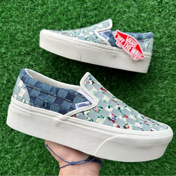 Vans Shoes - Vans Classic Slip On Woven Denim Floral Platform